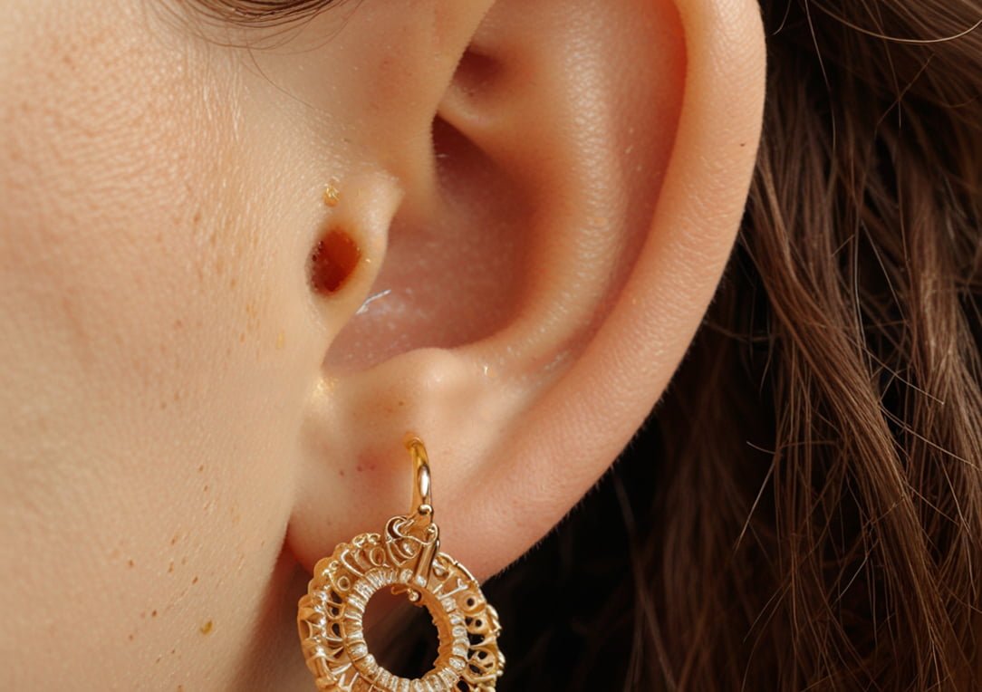 piercing with gold jewelry
